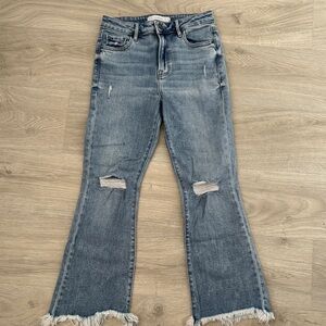Stylish Blue Distressed Women's Hidden Jeans